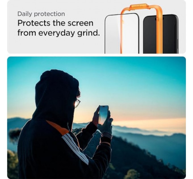 Spigen Скло захисне Spigen Apple iPhone 15 Glas.tR AlignMaster FC Black (2P) (AGL06906)