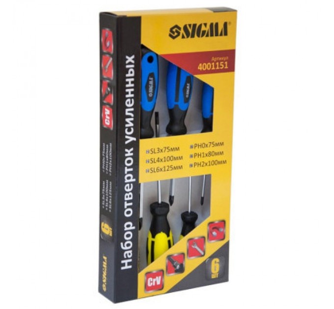 Sigma Набір викруток Sigma посилених під ключ 6шт CrV (4001151)