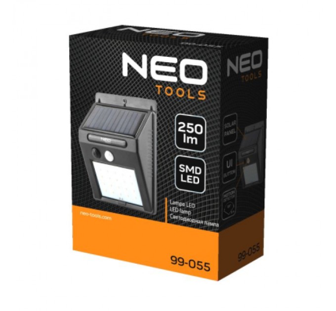 Neo Tools Прожектор Neo Tools 250 люмен, 1200 мАг, 3.7 Li-Ion, SMD LED, датчик руху та сутінків, IP44 (99-055)