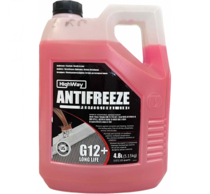HighWay Антифриз HighWay -40 LONG LIFE G12+ червоний 4,8 л (10124)