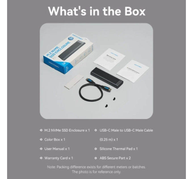 Vention Кишеня зовнішня Vention SSD M.2 (NVME) M-key USB Type-C 3.2 10Gbps Heat Sink Aluminum (KPKH0)