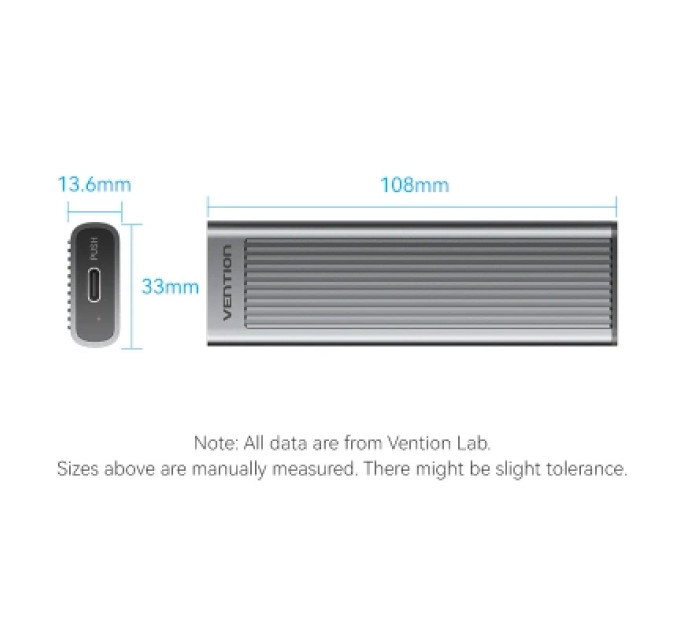 Vention Кишеня зовнішня Vention SSD M.2 (NVME) M-key USB Type-C 3.2 10Gbps Heat Sink Aluminum (KPKH0)