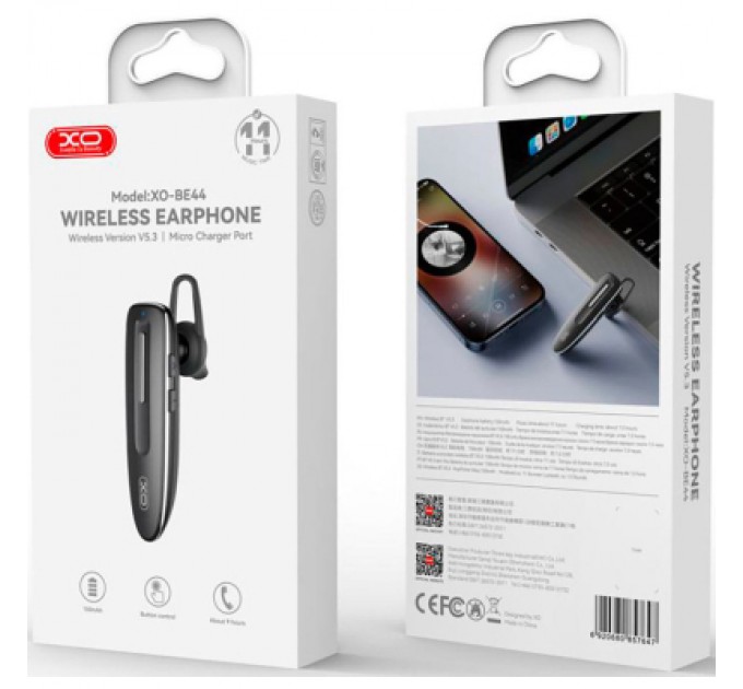 XO Bluetooth-гарнітура XO BE44 Black (BE44.black)