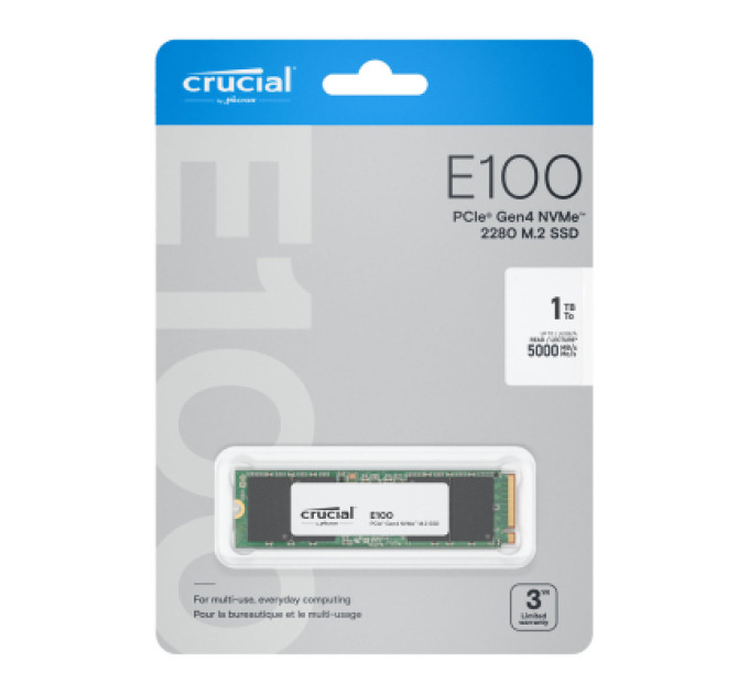 Crucial Накопичувач SSD M.2 2280 1TB E100 Micron (CT1000E100SSD8)