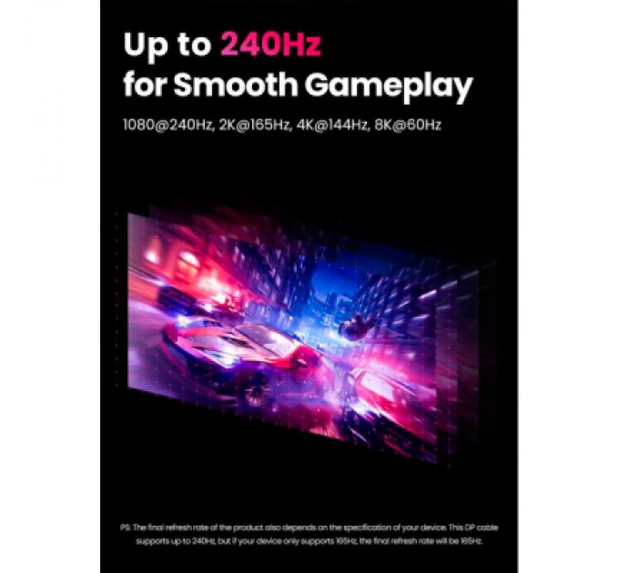 Ugreen Кабель мультимедійний DisplayPort M to DisplayPort M 5.0m V1.4 braided DP114 black Ugreen (80394)