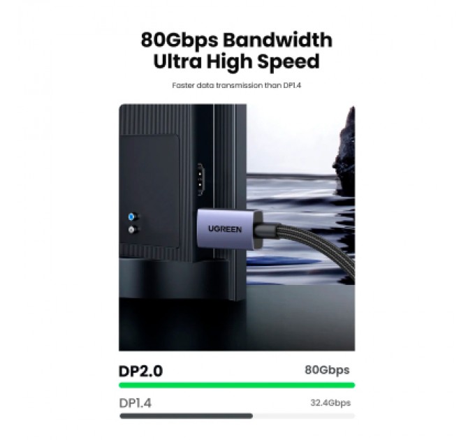 Ugreen Кабель мультимедійний DisplayPort M to DisplayPort M 1.0m 16K DP118 black Ugreen (15383)
