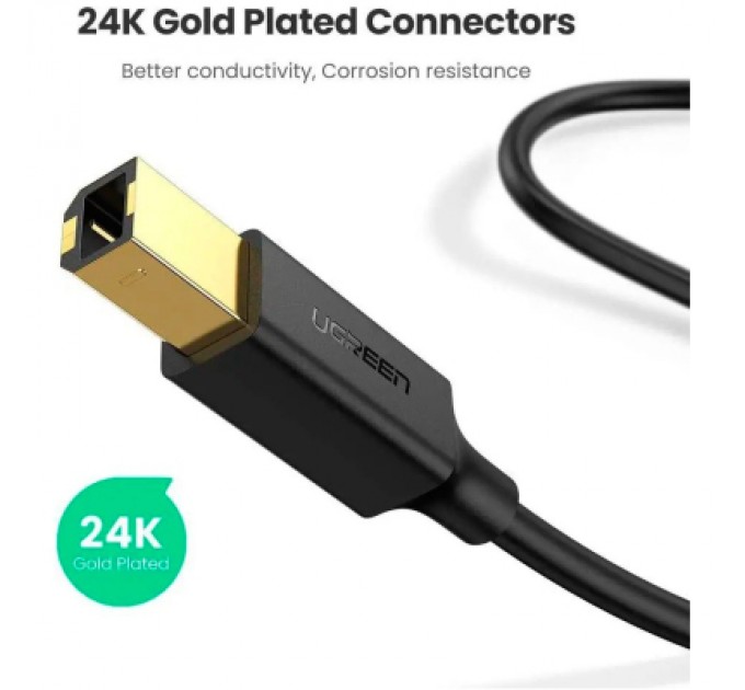 Ugreen Кабель для принтера USB 2.0 AM/BM 3.0m US135 black Ugreen (10351)