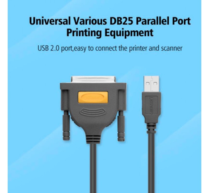 Ugreen Кабель для принтера USB 2.0 to DB25 2.0m US167 black Ugreen (20224)