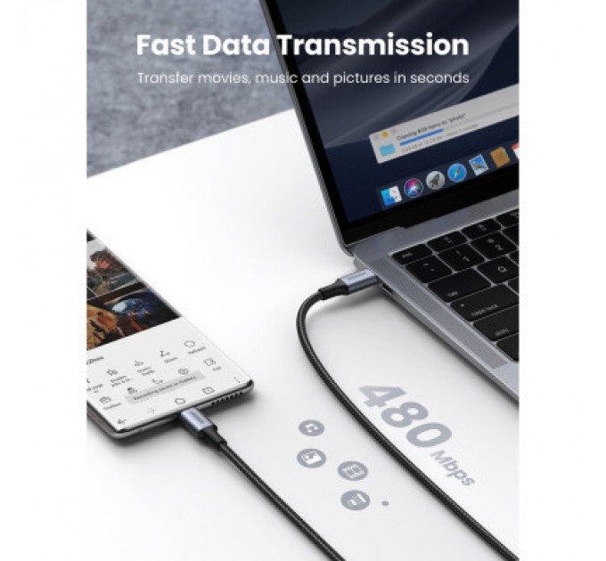 Ugreen Дата кабель USB-C to USB-C 3.0m 5A 100W US316 Black Ugreen (90120)