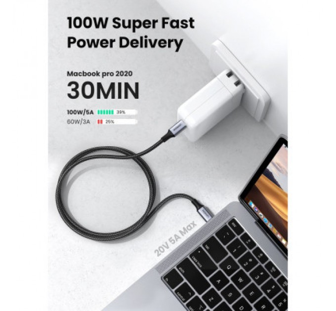 Ugreen Дата кабель USB-C to USB-C 3.0m 5A 100W US316 Black Ugreen (90120)