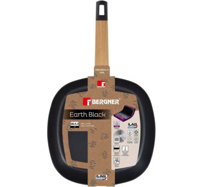 Bergner Сковорода Bergner Гриль Earth Black 28 см (BG-34625-BK)