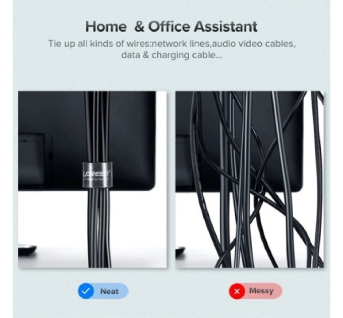 Ugreen Набір для кріплення стрічка-липучка LP124 20mm Cable Tie Band 5m Black Ugreen (40356)