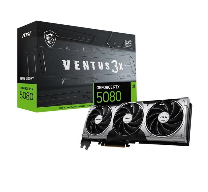 MSI Відеокарта GF RTX 5080 16GB GDDR7 Ventus 3X OC MSI (GeForce RTX 5080 16G VENTUS 3X OC)