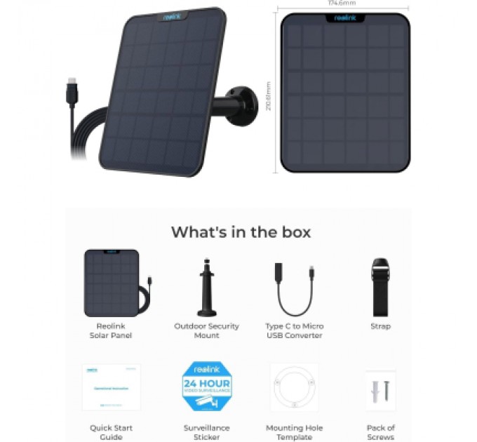 Reolink Сонячна панель Reolink Solar Panel 2 Black