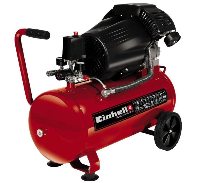 Einhell Компресор Einhell TC-AC 420/50/10 V, 2200Вт, 50л, 420л/хв, 10бар, 2 цил (4010495)