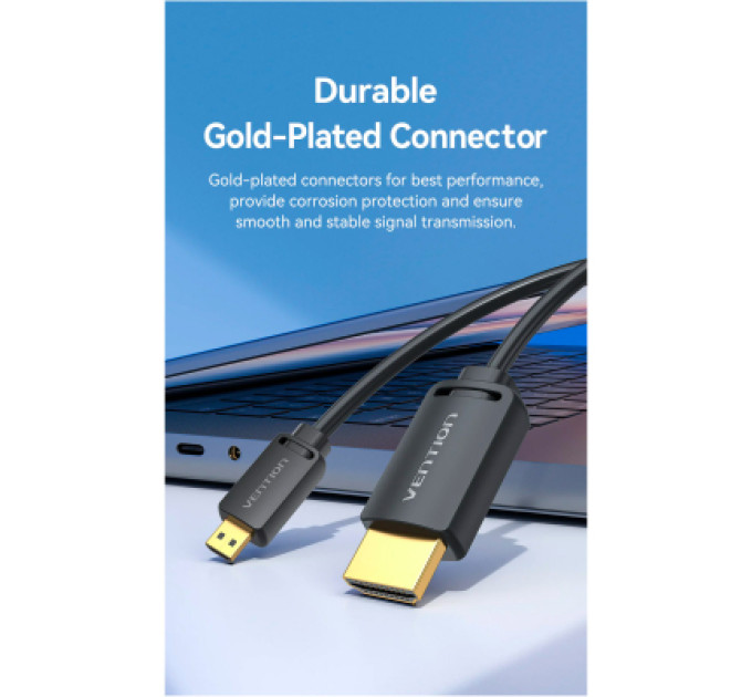 Vention Кабель мультимедійний HDMI to HDMI Micro 3.0m V2.0 4K 60Hz18Gbps HDR Dolby Vention (AGIBI)