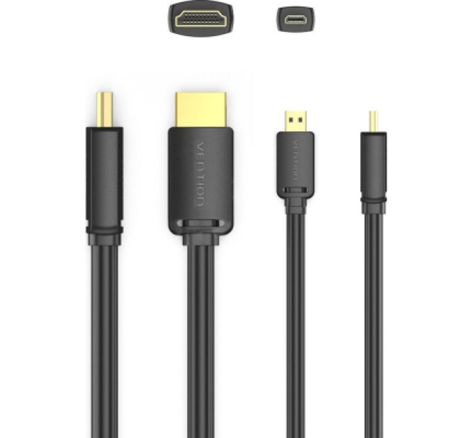 Vention Кабель мультимедійний HDMI to HDMI Micro 3.0m V2.0 4K 60Hz18Gbps HDR Dolby Vention (AGIBI)