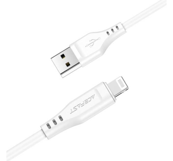 Acefast Дата кабель USB 2.0 AM to Lightning 1.2m 2.4A TPE C3-02 White Acefast (6974316280835)