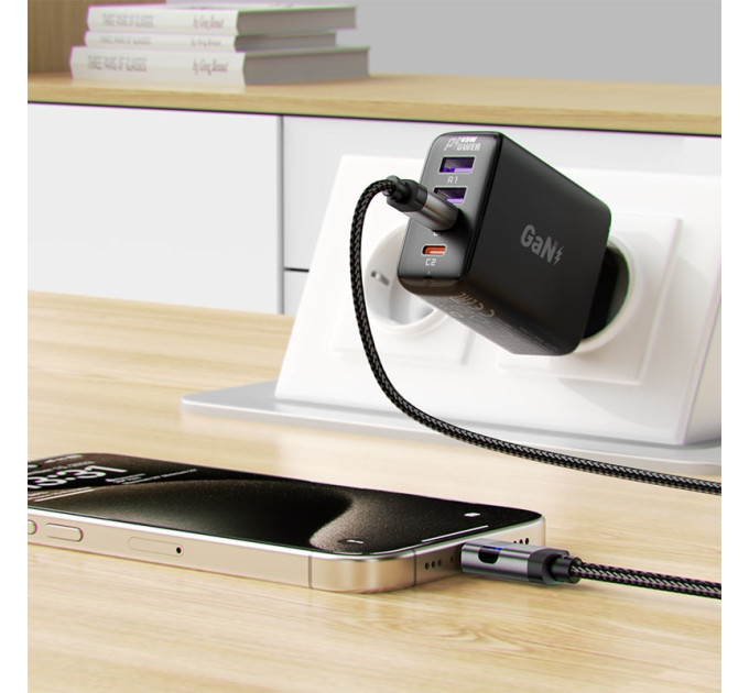 Acefast Дата кабель USB-C to USB-C 1.2m 60W digital display C15-03 Black Acefast (6974316283720)