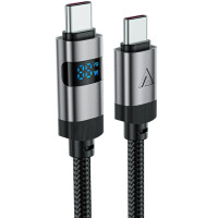 Дата кабель USB-C to USB-C 1.2m 60W digital display C15-03 Black Acefast (6974316283720)