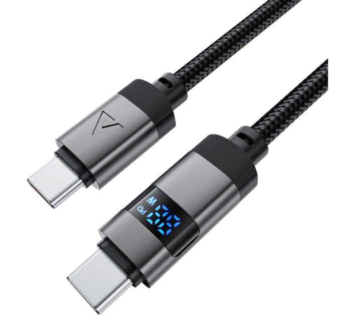 Acefast Дата кабель USB-C to USB-C 1.2m 60W digital display C15-03 Black Acefast (6974316283720)