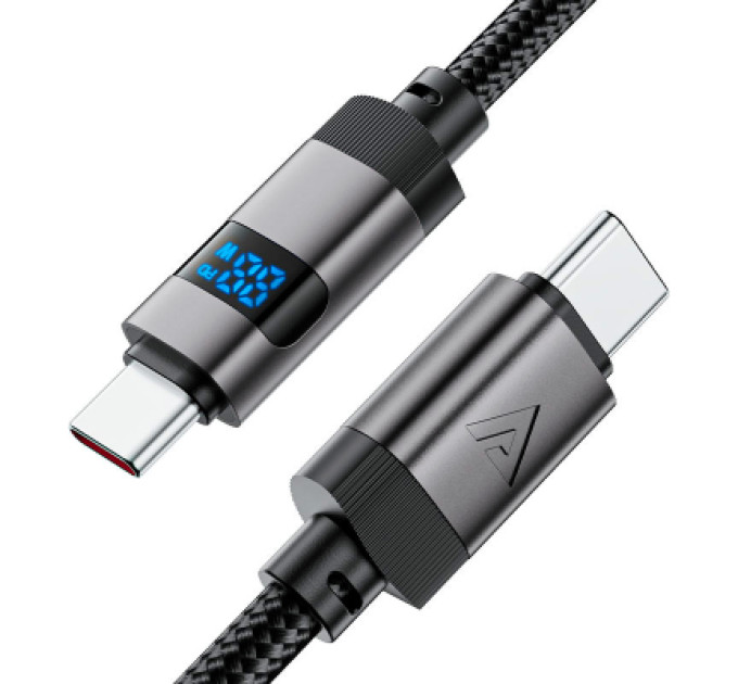 Acefast Дата кабель USB-C to USB-C 1.2m 60W digital display C15-03 Black Acefast (6974316283720)