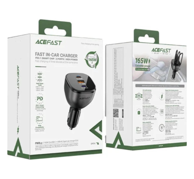 Acefast Зарядний пристрій Acefast 3xUSB 165W (2xUSB-C + USB-A) B14 (6974316282938)