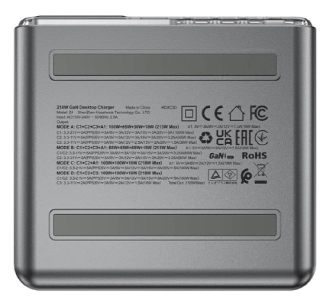 Acefast Зарядний пристрій Acefast 4xUSB 218W (3xUSB-C + USB-A) Gan Z4 Fast Charger (6974316282587)