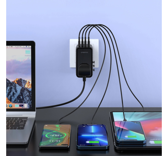 Choetech Зарядний пристрій Choetech 4xUSB 100W PD (2хUSB-C+2хUSB-A) сharger diamond model black (PD6028-BK)