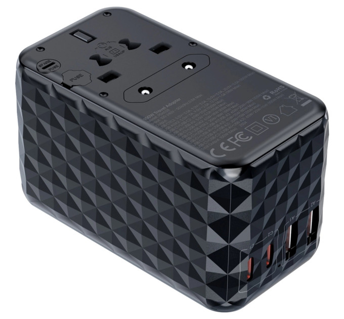 Choetech Зарядний пристрій Choetech 4xUSB 100W PD (2хUSB-C+2хUSB-A) сharger diamond model black (PD6028-BK)