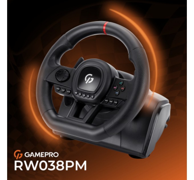 GamePro Кермо GamePro RW038PM з педалями та коробкою передач PC/XBOX360/XBOXONE/SWITCH/PS3/PS4 (RW038PM)