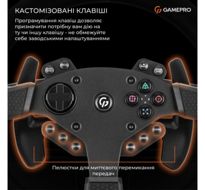 GamePro Кермо GamePro RW070PM з педалями та коробкою передач XBOXONE/PS4/PC (RW070PM)