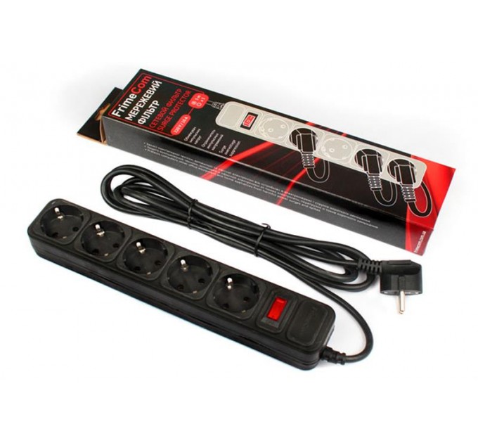 FrimeCom Фільтр живлення FrimeCom (FC-B4005W 3 B) 5 розеток, 3 м, чорний