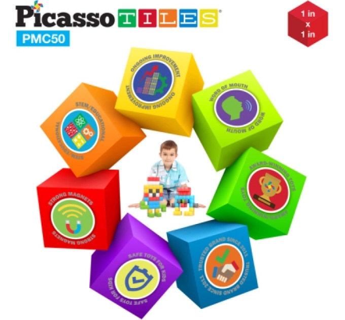 Picasso Конструктор Picasso магнітний Tiles Building Cubes 50 деталей (817338023645)