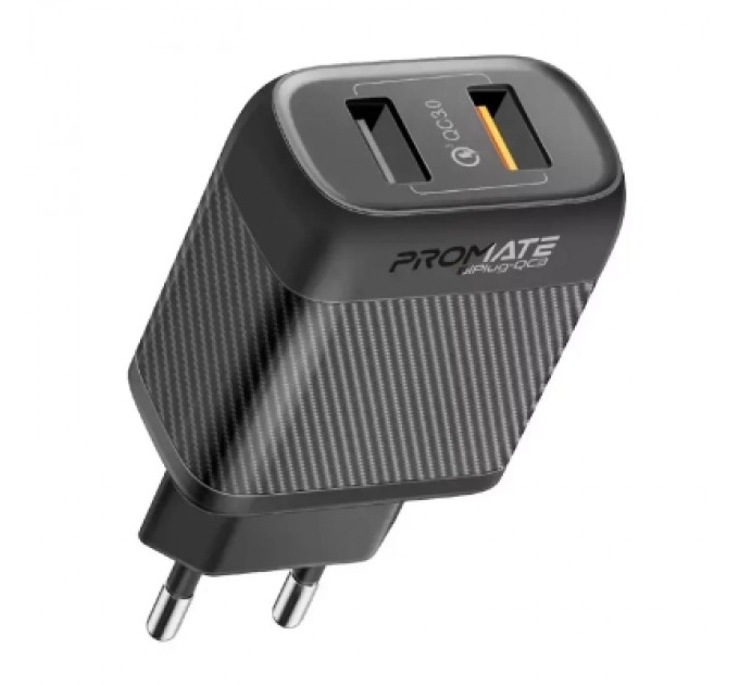 Promate Зарядний пристрій Promate biplug-qc3.eu-bk