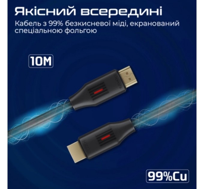 Promate Кабель мультимедійний HDMI to HDMI 10.0m v2.0 black Promate (prolink4k60-10m)
