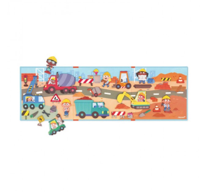 Janod Розвиваюча іграшка Janod Магнітні історії Будівельний майданчик 30 елементів (J05454)