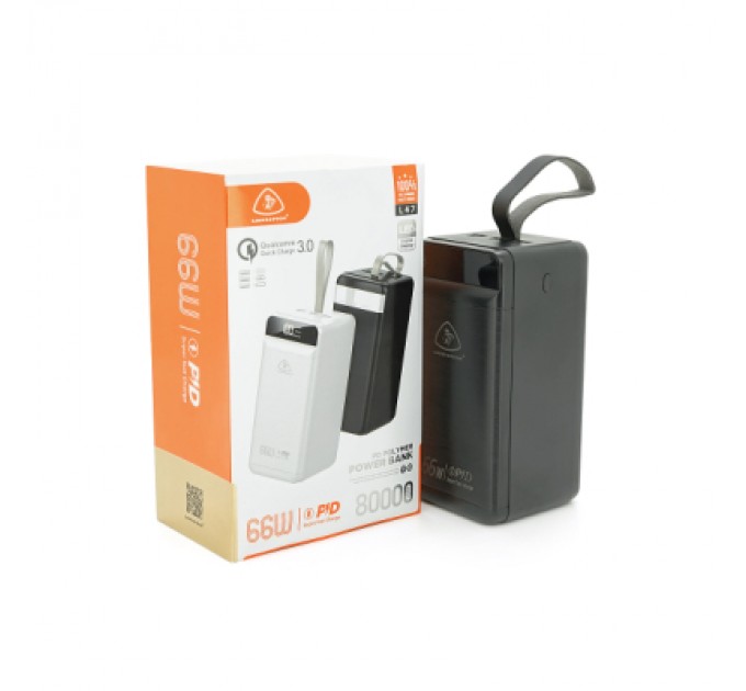 Lionpatton Батарея універсальна LIONPATTON 80000mAh, QC3.0, MicroUSB, Type-C, Lighting, USB, Black (L47 / 38068)