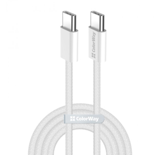 ColorWay Дата кабель USB-C to USB-C 2.0m (braided cotton) (PD Fast Charging 60W) 3.0А grey ColorWay (CW-CBPDCC068-GR)