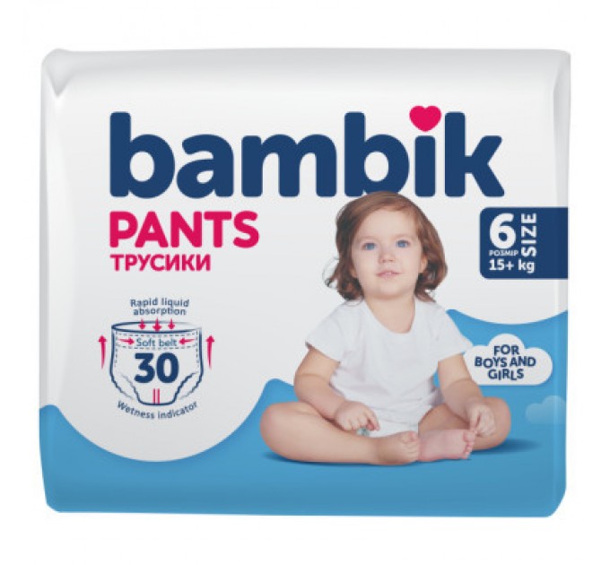 Bambik Підгузки Bambik трусики 6 (15+ кг) 30 шт (4823071652536)