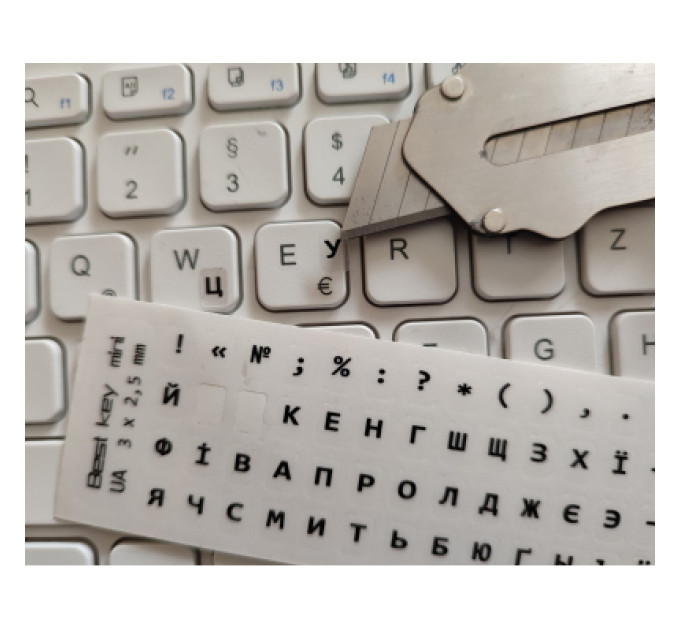 BestKey Наклейка на клавіатуру BestKey мініатюрна прозора, 56, чорний (BKm3BlTr)