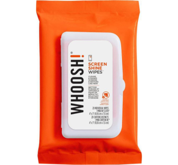 Whoosh! Серветки Whoosh! Screen Shine 20 WIPES 10х7cm + 1microfiber 14х14cm (1FG20WPENFR)