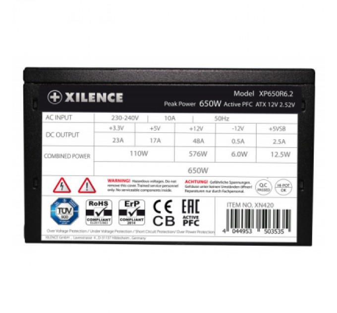 Xilence Блок живлення Xilence 650W (XP650R6.2_Bulk)