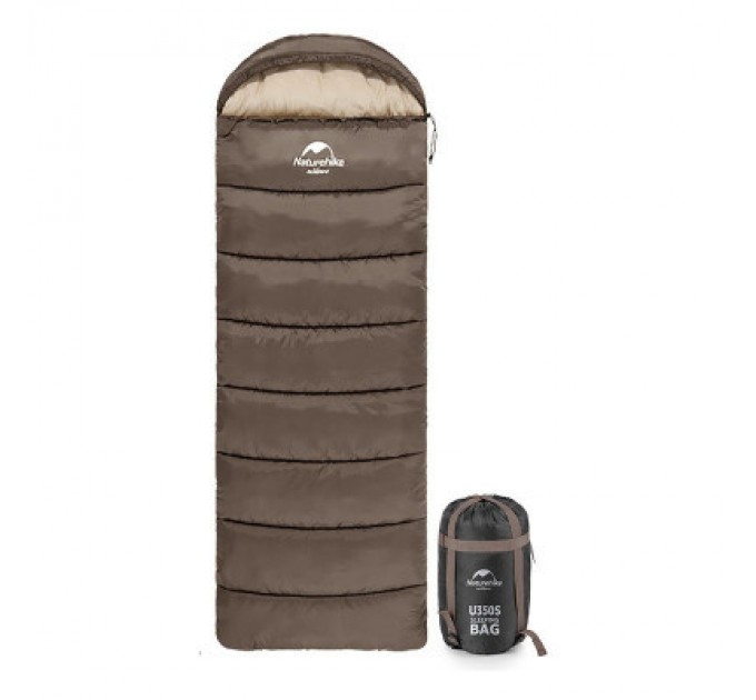 Naturehike Спальний мішок Naturehike з капюшоном U250 NH20MSD07 (6°C) лівий, коричневий (6927595767207-L)