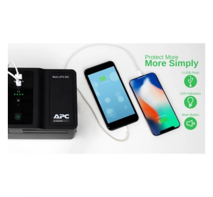 APC Пристрій безперебійного живлення APC Back-UPS 850VA, 520W (BE850G2-GR)