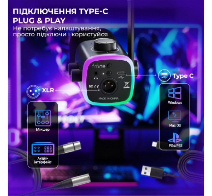 Fifine Мікрофон Fifine AM9 USB Black (AM9)