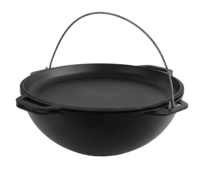 Brizoll Котел туристичний Brizoll чавунний азіатський з кришкою-сковородою 10 л (KA10-2)