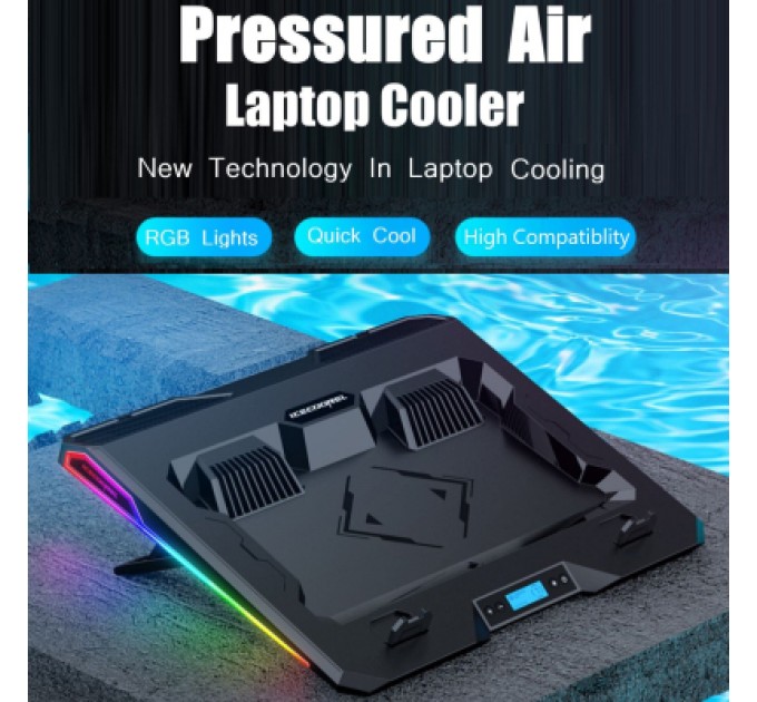 IceCoorel Підставка до ноутбука IceCoorel 10-15.6", 2*60mm 2800 RPM, USB2.0+LCD+speed control., 400x350x45mm (A3)