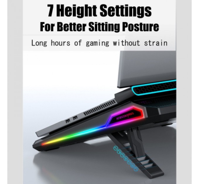 IceCoorel Підставка до ноутбука IceCoorel 10-15.6", 2*60mm 2800 RPM, USB2.0+LCD+speed control., 400x350x45mm (A3)