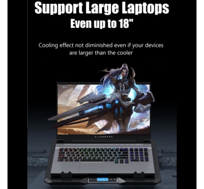 IceCoorel Підставка до ноутбука IceCoorel 10-15.6", 2*60mm 2800 RPM, USB2.0+LCD+speed control., 400x350x45mm (A3)